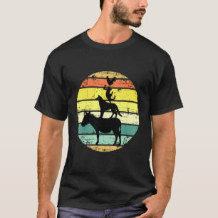 Camiseta Retro Animais De Exploração Empilhados Vintage Cor