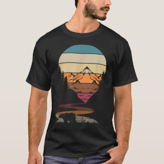 Camiseta Retro Animais Selvagens Montanhas de Árvores de Ca
