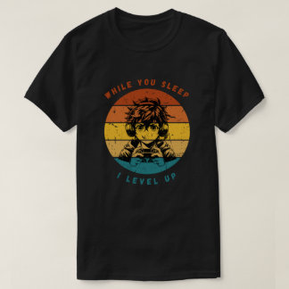 Camiseta Retro Anime Gamer "I Level Up" Tee