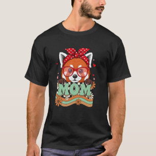 Camiseta Retro Anos 70 Flor Panda Vermelho Mãe Avó Dia das