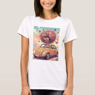Camiseta Retro Anos 70 Florido Poder da Flor