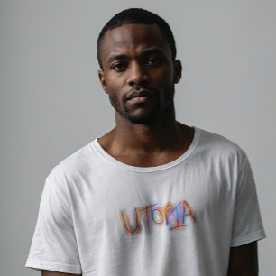 Camiseta Retro anos 80 Utopia Colorida Letra à Mão