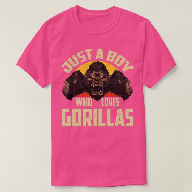 Camiseta Retro Ape Zoo Animal Gorilla Lover Boys Monkey Gor (Frente do Design)
