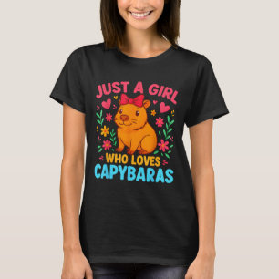 Camiseta Retro Apenas Uma Menina Que Ama Capybaras Boho Flo