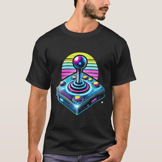 Camiseta Retro Arcade Joystick Vintage Gamer Tee (Frente)