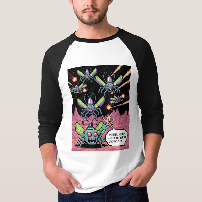 Camiseta Retro Arcade Manti Aliens Pixel Art - Funny Defend (Frente)