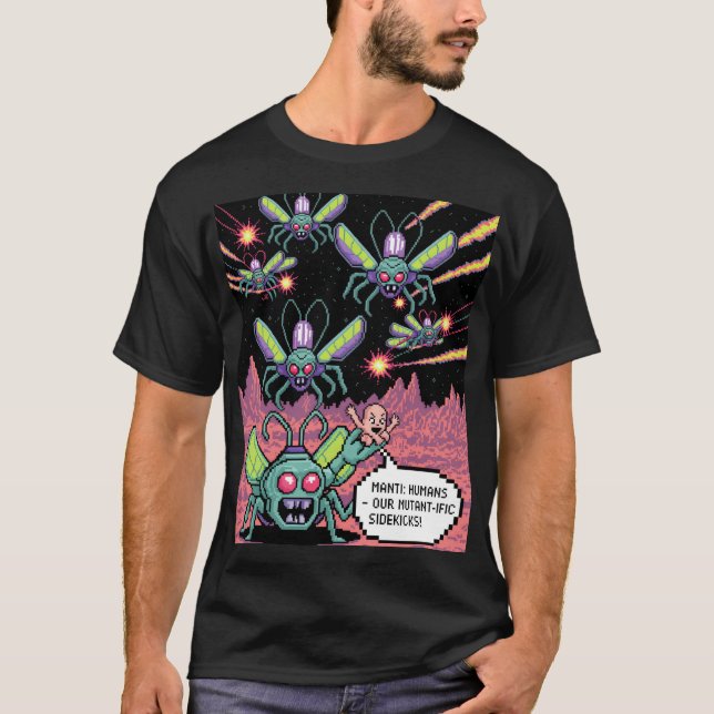 Camiseta Retro Arcade Manti Aliens Pixel Art - Funny Defend (Frente)