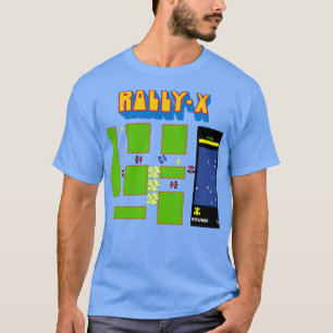CAMISETA RETRO ARCADE RALLY X VETOR ILUSTRAÇÃO