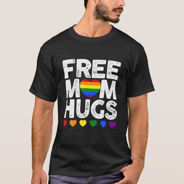 Camiseta Retro Arco-Íris Ama Mãe Abraça Gay LGBT Orgulho (Frente)