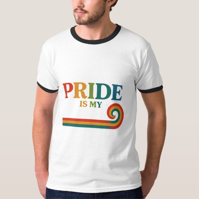 Camiseta Retro Arco-Íris Orgulho em Movimento  (Frente)