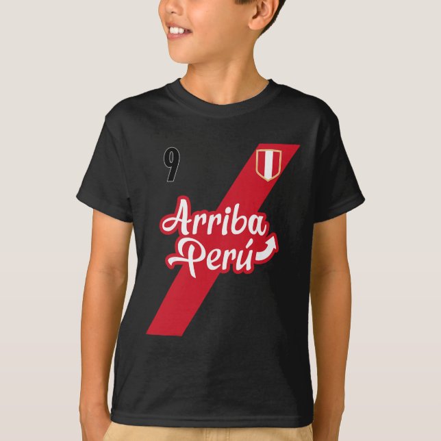 Camiseta Retro Arriba Peru Soccer Jersey 9 Peruvian Futbol  (Frente)