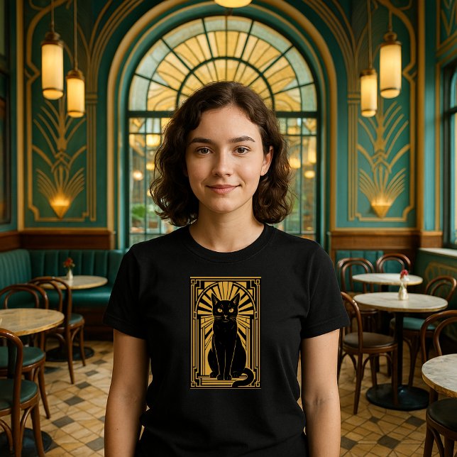 Camiseta Retro Art Deco Cat (Criador carregado)