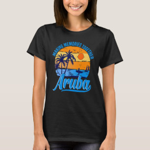 Camiseta Retro Aruba Caribe Palm Tree Beach Férias Summer