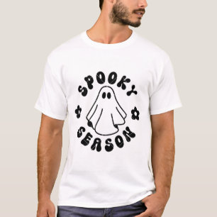 Camiseta Retro Assustador Temporada Fantasma Margarida Flor