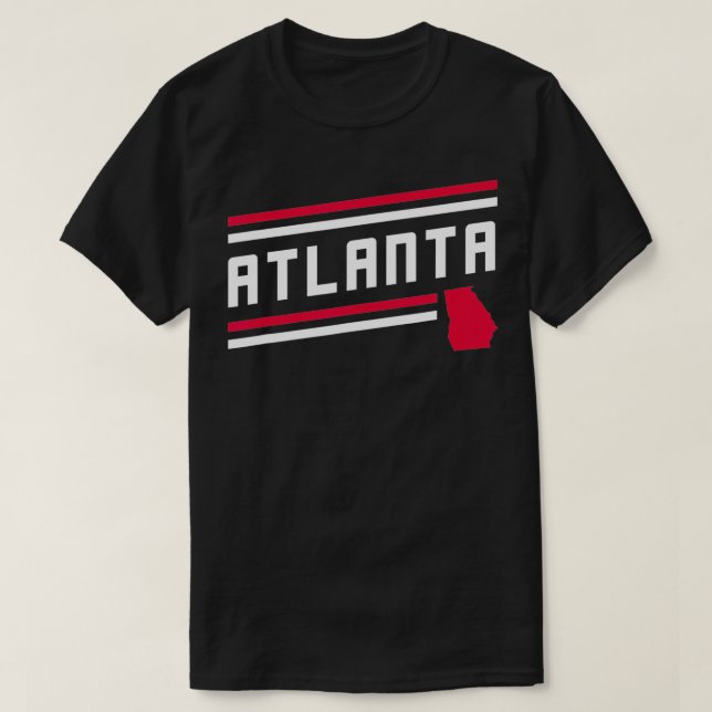 Camiseta Retro Atlanta City Stripes Red Georgia Map Outline (Frente do Design)