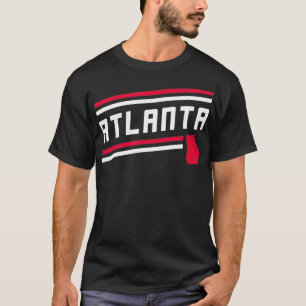 Camiseta Retro Atlanta City Stripes Red Georgia Map Outline