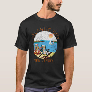 Camiseta Retro Atlantic City Souvenir Vintage Beach Vacati