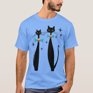 Camiseta Retro Atomic Era Mid Century Modern Cool Cat Pair