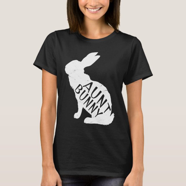 Camiseta Retro Aunt Bunny  Auntie Rabbit Matching Family Ea (Frente)