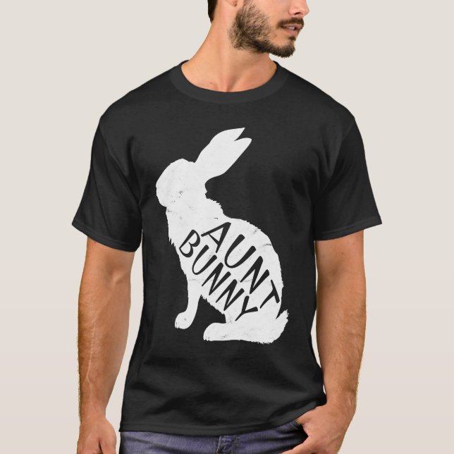 Camiseta Retro Aunt Bunny  Auntie Rabbit Matching Family Ea (Frente)