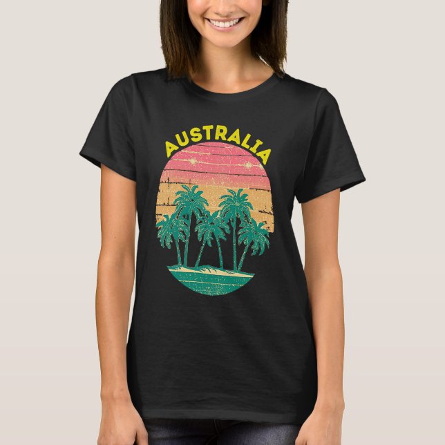 Camiseta Retro Australia Vacation Souvenir Palm Tree (Frente)