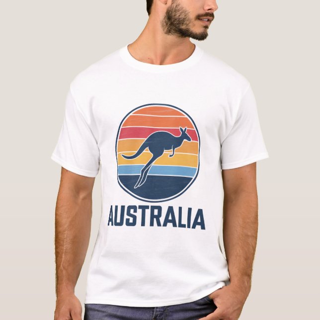 Camiseta Retro australiano Sunset Animal pulando canguru (Frente)