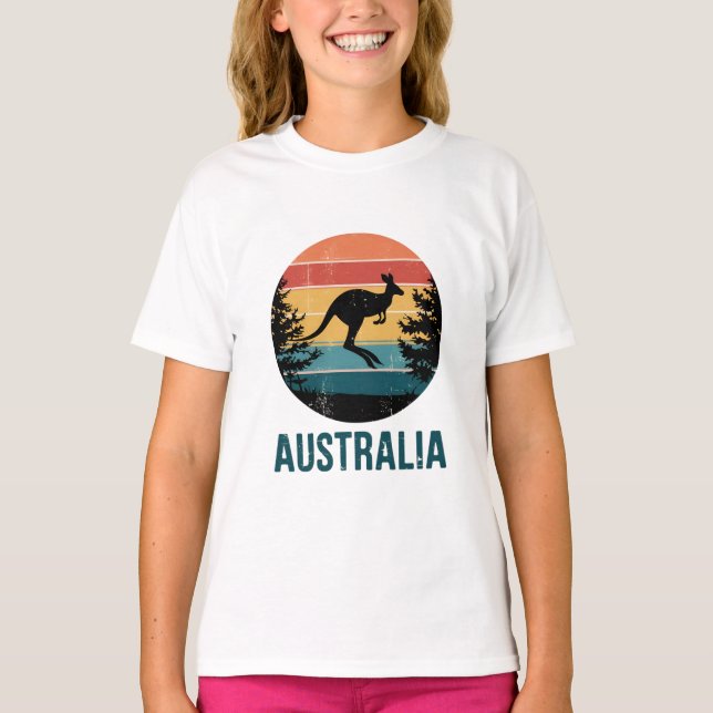 Camiseta Retro australiano Sunset Animal pulando canguru (Frente)