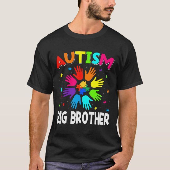 Camiseta Retro Autism Awareness Usa Flag Big Brother Suppor (Frente)