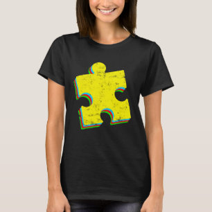 Camiseta Retro Autista Puzzle Mês de Conscientização do Aut
