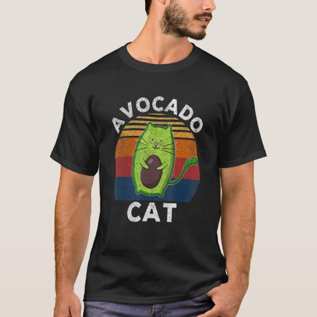 Camiseta Retro Avocato Avogato Avocado Cat Vegan (Frente)