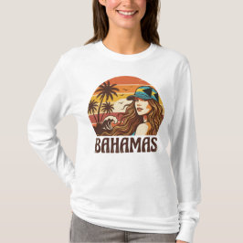 Camiseta Retro Bahamas Beach Women Summer Vacation Sunset 