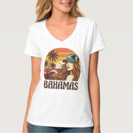 Camiseta Retro Bahamas Beach Women Summer Vacation Sunset 