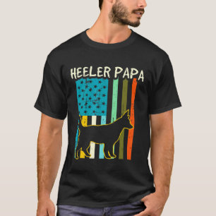 Camiseta Retro Bandeira Americana Heeler Papai Cão Bovino A