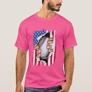 Camiseta Retro Baseball Catcher USA Flag Independence Day 4