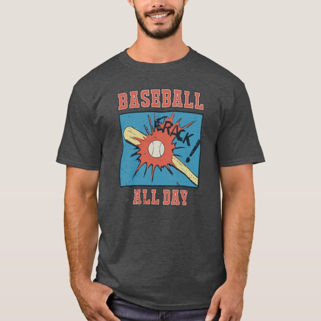 Camiseta Retro Baseball Player Quote - Baseball All Day  (Frente)