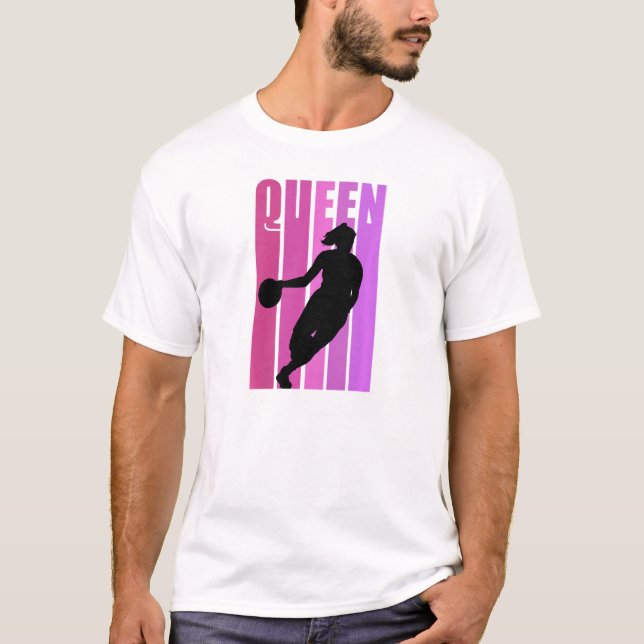Camiseta Retro Basketball Queen Womens Girls Pink Purple Co (Frente)
