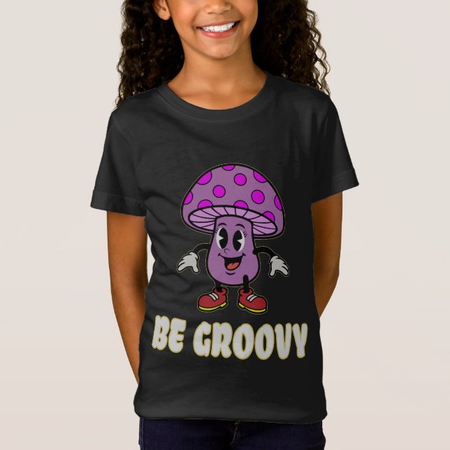 Camiseta Retro Be Groovy Purple Mushroom Cartoon T-Shirt (Frente)
