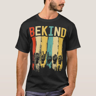 Camiseta Retro Be Kind Sign Language Para Homens surdos