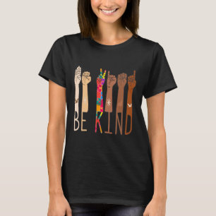 Camiseta Retro Be Kind Sinal Language ASL Quebra-cabeça Aut