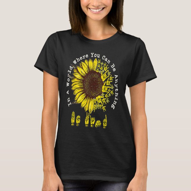 Camiseta Retro Be Kind Sunflower Peace Hand Sign Mental Hea (Frente)
