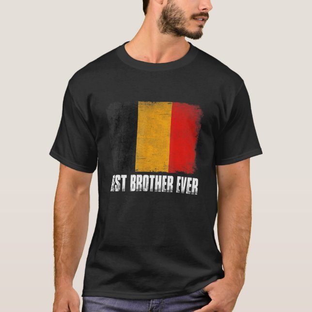 Camiseta Retro Belgium Flag Best Brother Ever Dia de os pai (Frente)