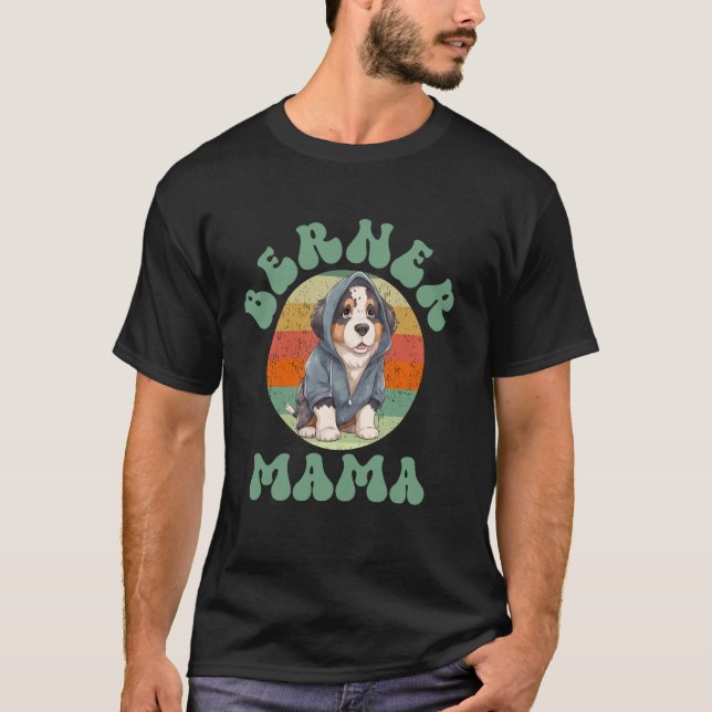 Camiseta Retro Berner Mama, Bernese Mountain Dog Mama, Bern (Frente)