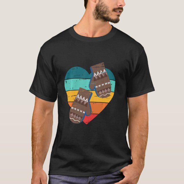Camiseta Retro Bernies Mittens Heart Vermont Knmit Mitten (Frente)