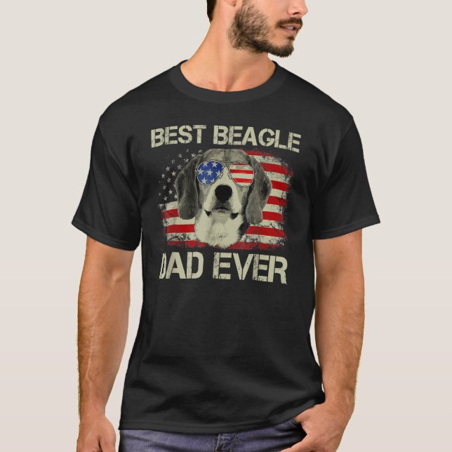 Camiseta Retro Best Beagle Dad Ever US Flag Dog Lover Fathe (Frente)