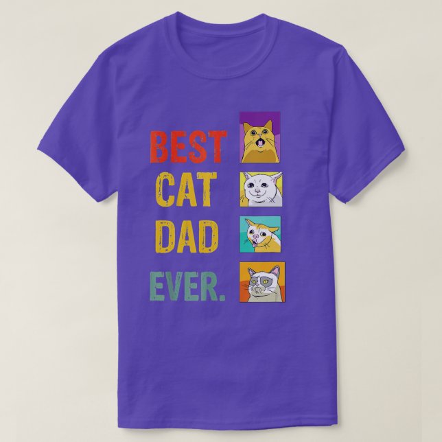 Camiseta Retro Best Cat Dad Ever Funny Meow cat Kitty Cat D (Frente do Design)