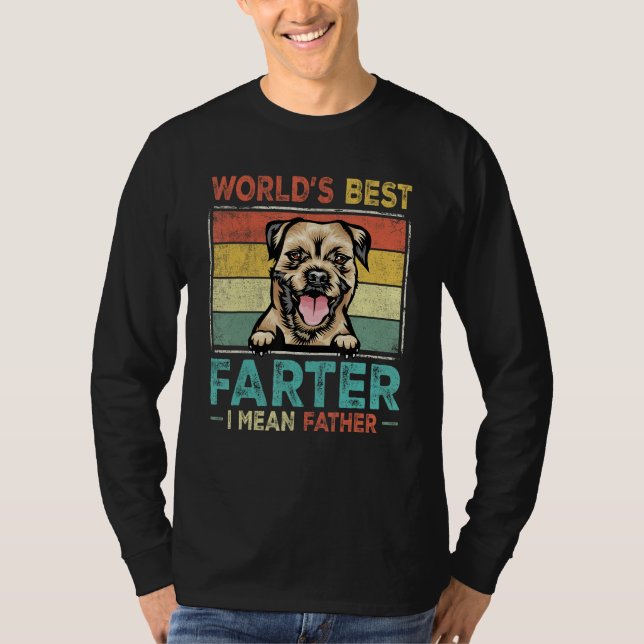 Camiseta Retro Best Dad Ever Cool Border Terrier Dog Pet Lo (Frente)