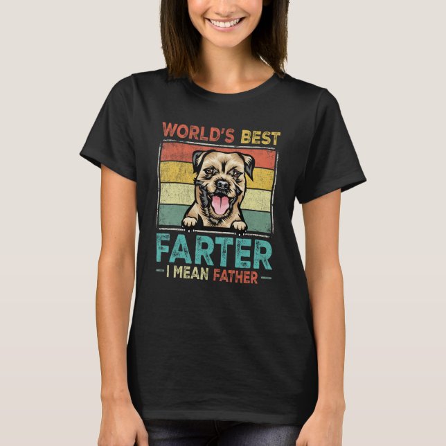 Camiseta Retro Best Dad Ever Cool Border Terrier Dog Pet Lo (Frente)