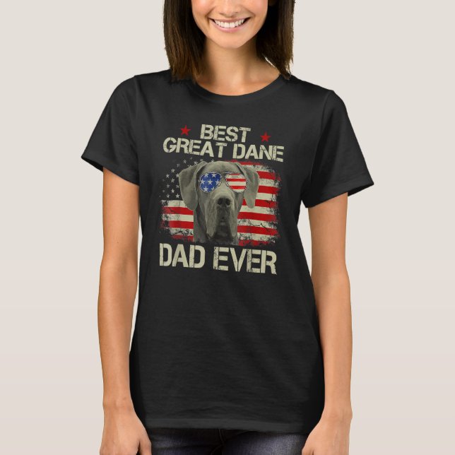 Camiseta Retro Best Great Dane Dad Ever US Flag Dog Lover F (Frente)