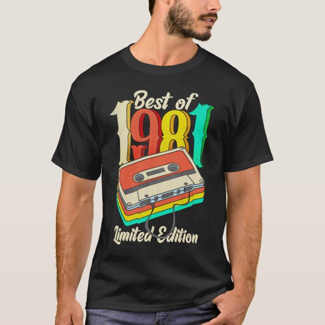 Camiseta Retro Best of 1981 Cassette Tape aniversário de 40 (Frente)