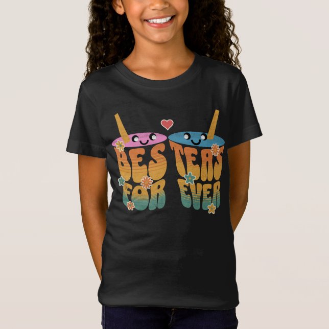 Camiseta Retro Besteas Forever Bestie Tea Pun Bonitos Amigo (Frente)